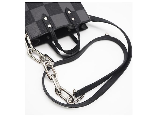Borsa Louis Vuitton Damier Checkerboard Sac Plat XS Marrone Nero Damier ebene - vista 5
