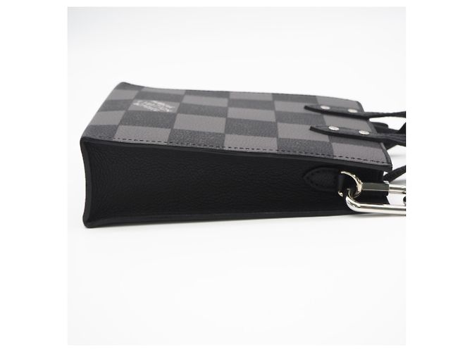 Borsa Louis Vuitton Damier Checkerboard Sac Plat XS Marrone Nero Damier ebene - vista 8