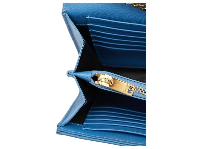 Borsa a tracolla portafoglio con catena Cassandra Envelope di Saint Laurent Blu D'oro - vista 12