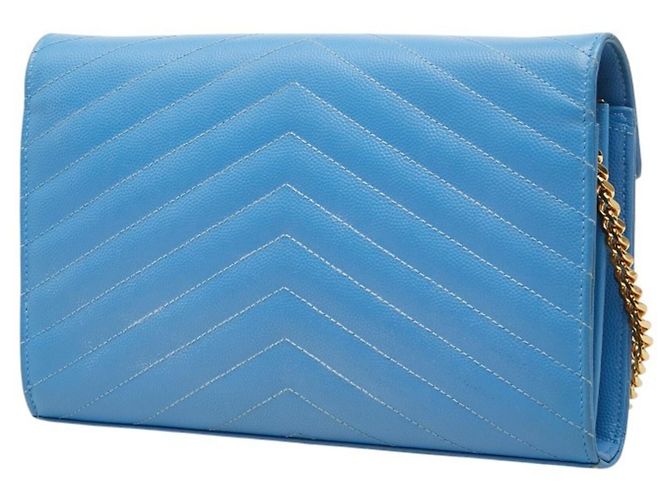 Borsa a tracolla portafoglio con catena Cassandra Envelope di Saint Laurent Blu D'oro - vista 2