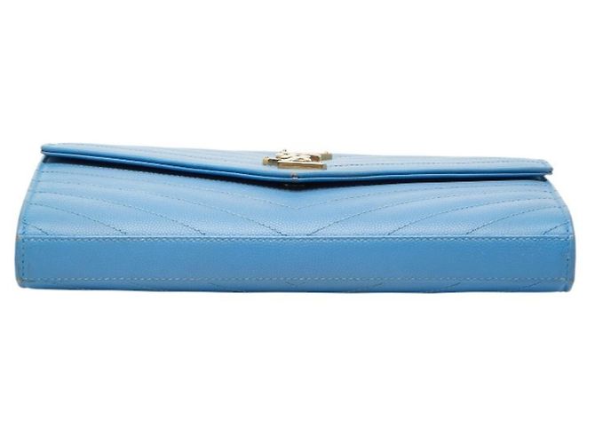 Borsa a tracolla portafoglio con catena Cassandra Envelope di Saint Laurent Blu D'oro - vista 3