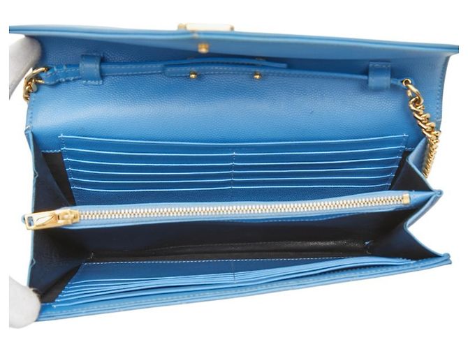 Borsa a tracolla portafoglio con catena Cassandra Envelope di Saint Laurent Blu D'oro - vista 9