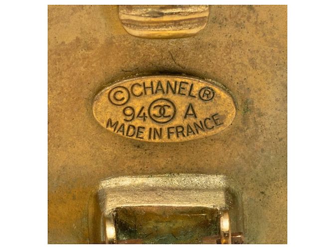 Orecchini tondi vintage Chanel Coco Mark Nero D'oro - vista 3