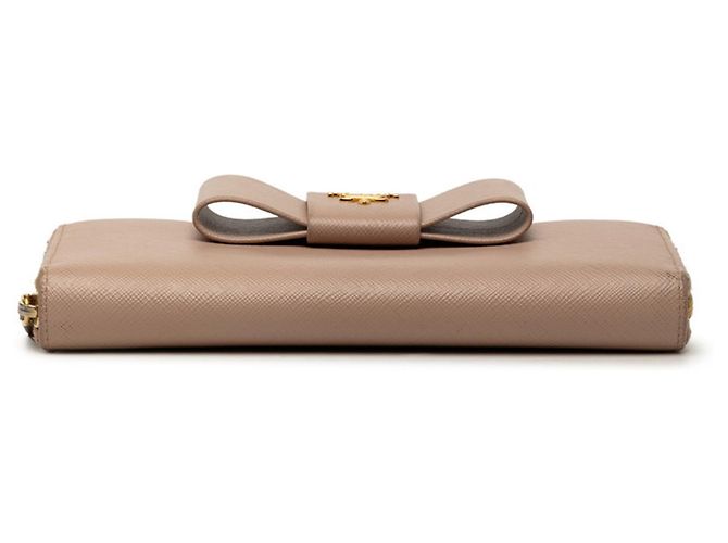 Prada Saffiano Rundum-Reißverschluss-Langgeldbörse Beige - Ansicht 3