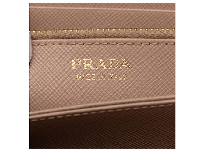 Prada Saffiano Rundum-Reißverschluss-Langgeldbörse Beige - Ansicht 5