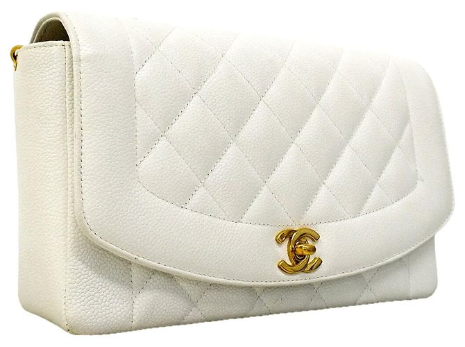 Borsa a tracolla Chanel Diana in pelle di vitello bianca Bianco - vista 2