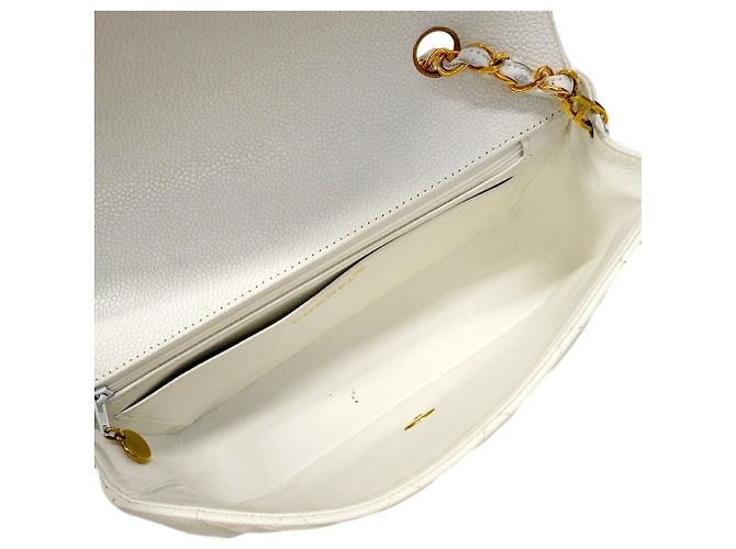 Borsa a tracolla Chanel Diana in pelle di vitello bianca Bianco - vista 4