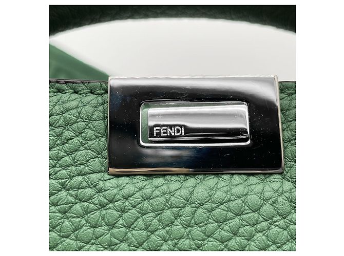 Borsa a Spalla Fendi Peekaboo I.U Verde - vista 10