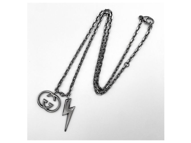 Collana GUCCI con logo Interlocking GG in argento - vista 4