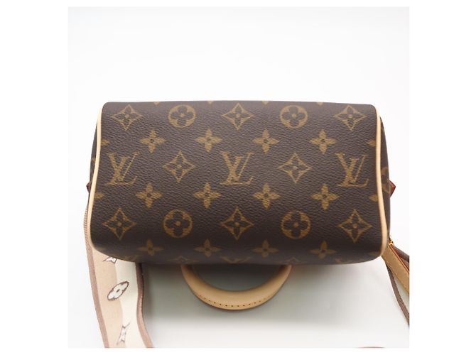 Borsa Louis Vuitton Monogram Speedy Bandoulière 20 Marrone Beige - vista 7