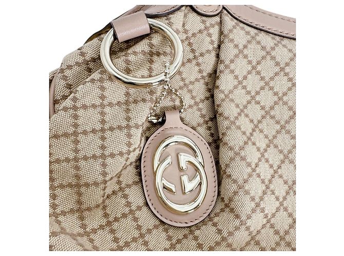 Gucci Diamante Canvas Sukey Tote Bag Braun Weiß Beige - Ansicht 9