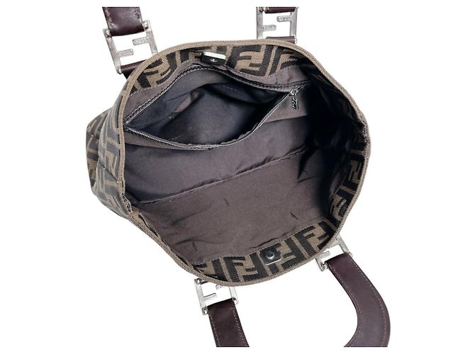 Borsa a Spalla Fendi Zucca Canvas Marrone - vista 12