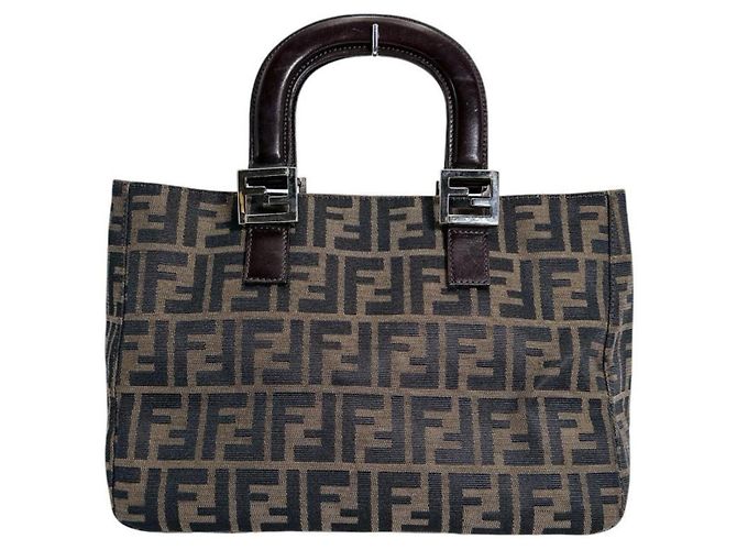 Borsa a Spalla Fendi Zucca Canvas Marrone - vista 2