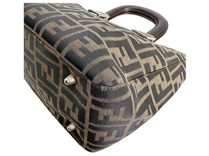 Borsa a Spalla Fendi Zucca Canvas Marrone - vista 7
