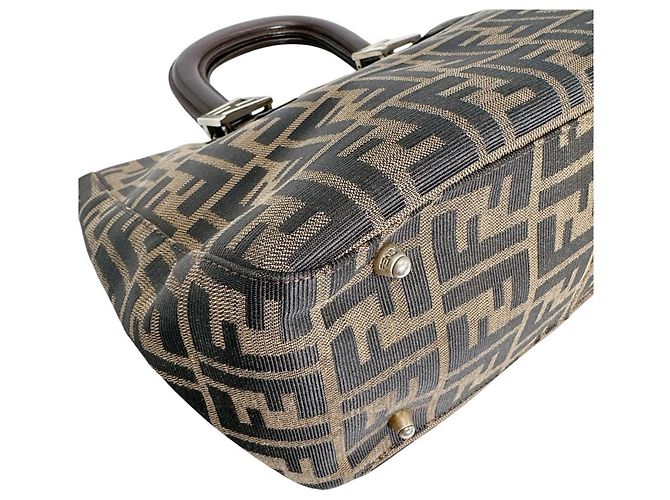 Borsa a Spalla Fendi Zucca Canvas Marrone - vista 8