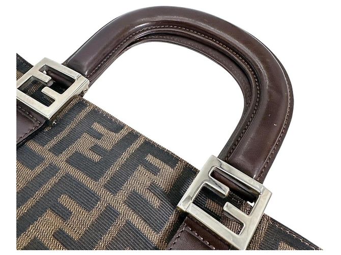 Borsa a Spalla Fendi Zucca Canvas Marrone - vista 9