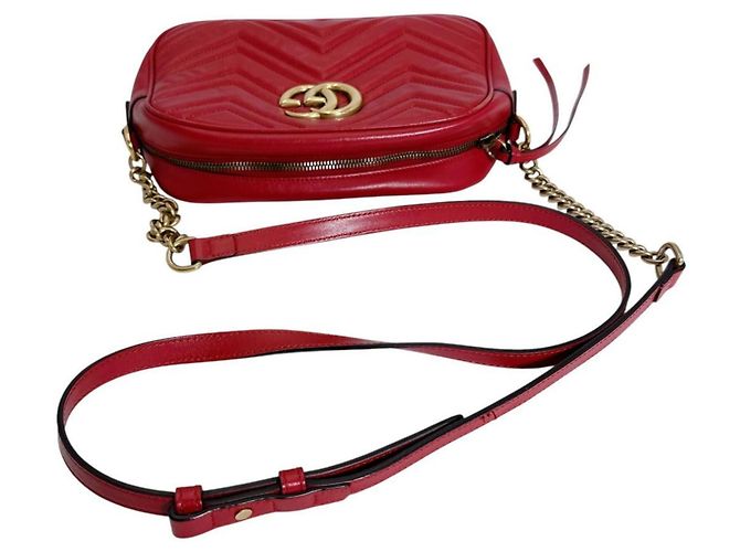 Marmont Borsa a tracolla in pelle rossa Gucci Rosso - vista 10