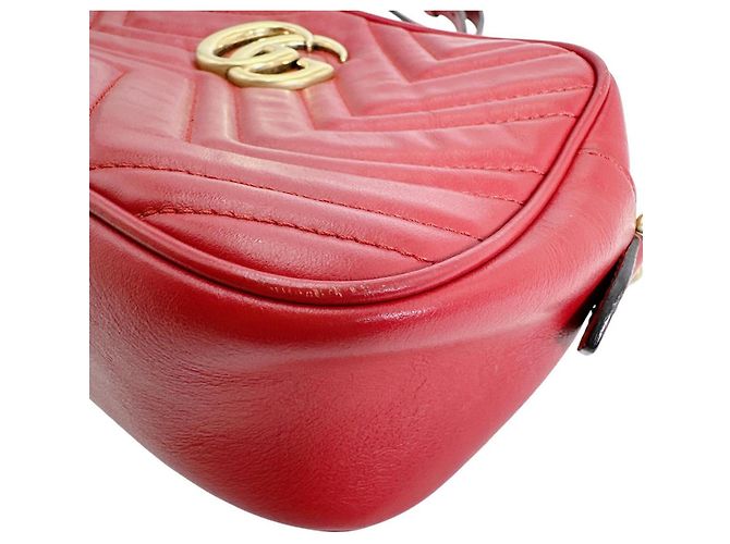 Marmont Borsa a tracolla in pelle rossa Gucci Rosso - vista 5