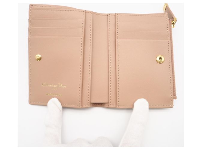 Cartera de doble pliegue rosa beige Christian Dior - vista 12