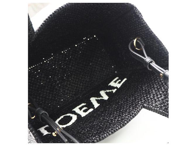 Borsa a mano Loewe Raffia Font Tote Small Nero Bianco - vista 11