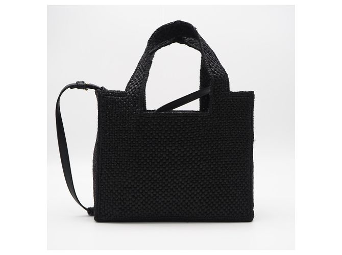Borsa a mano Loewe Raffia Font Tote Small Nero Bianco - vista 2