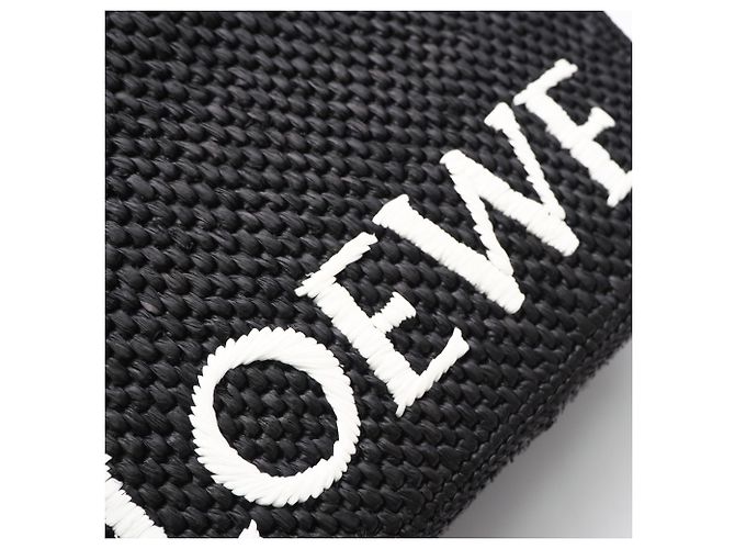 Borsa a mano Loewe Raffia Font Tote Small Nero Bianco - vista 4