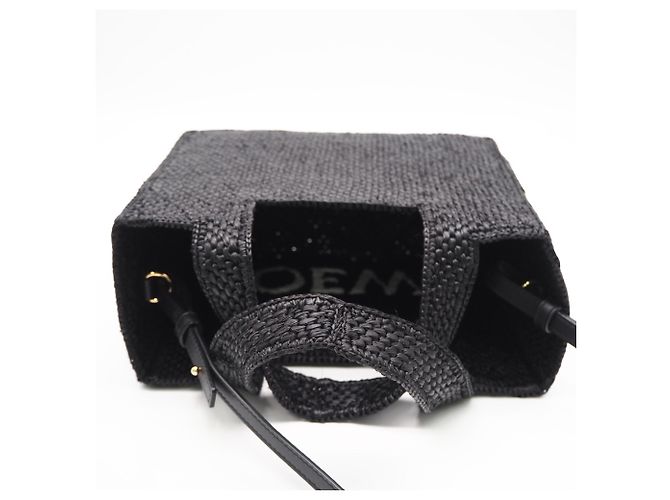 Borsa a mano Loewe Raffia Font Tote Small Nero Bianco - vista 7
