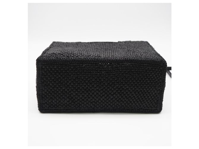 Borsa a mano Loewe Raffia Font Tote Small Nero Bianco - vista 8