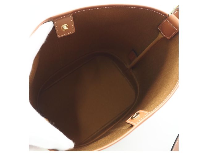 Céline Celine Triomphe Canvas & Calfskin Small Bucket Shoulder Bag Weiß Beige - Ansicht 12