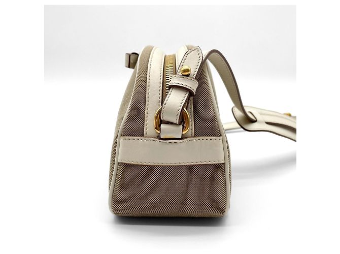 Borsa a tracolla in jacquard con logo Prada Marrone Bianco - vista 4