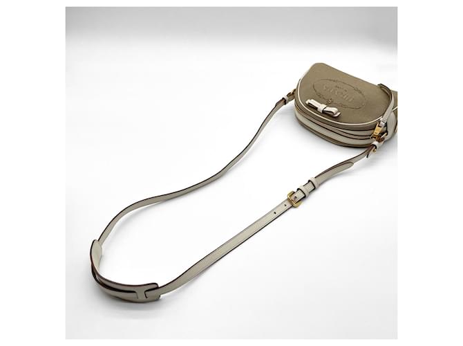 Borsa a tracolla in jacquard con logo Prada Marrone Bianco - vista 7