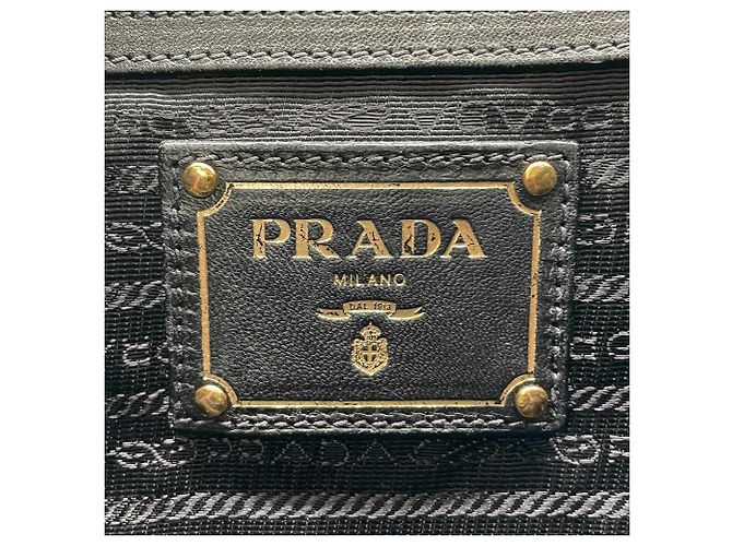 Bolso Tote con cordón Logo Prada BN1757 Castaño Negro - vista 12