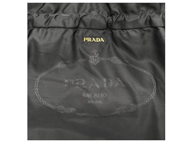 Bolso Tote con cordón Logo Prada BN1757 Castaño Negro - vista 13
