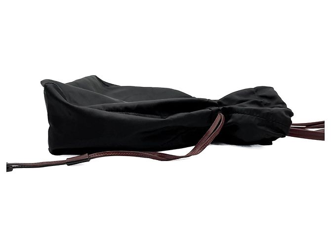 Bolso Tote con cordón Logo Prada BN1757 Castaño Negro - vista 3