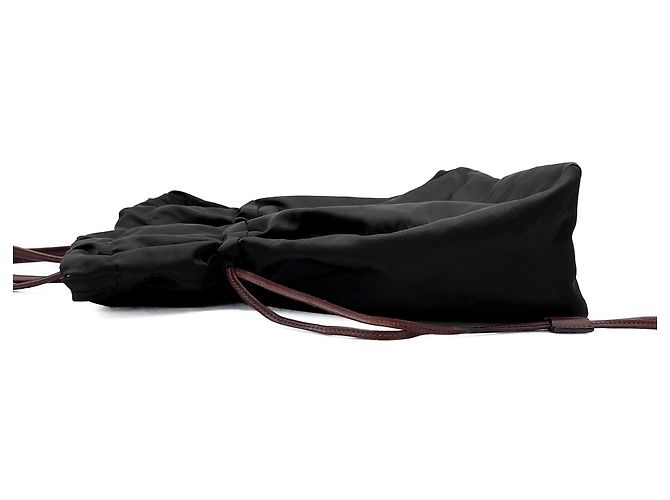 Bolso Tote con cordón Logo Prada BN1757 Castaño Negro - vista 4