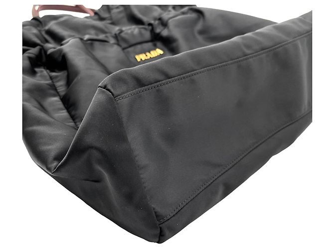 Bolso Tote con cordón Logo Prada BN1757 Castaño Negro - vista 6