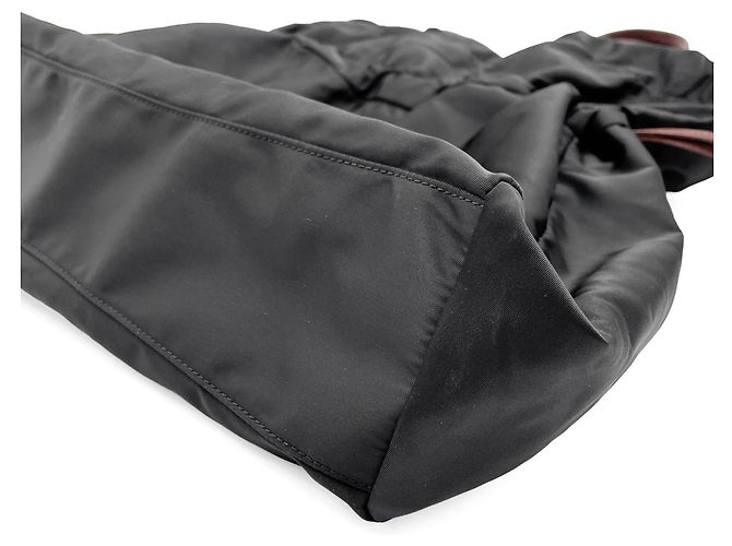 Bolso Tote con cordón Logo Prada BN1757 Castaño Negro - vista 7