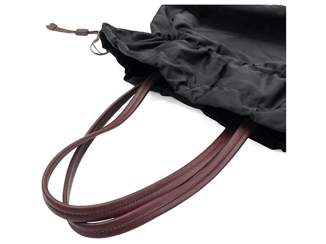 Bolso Tote con cordón Logo Prada BN1757 Castaño Negro - vista 8