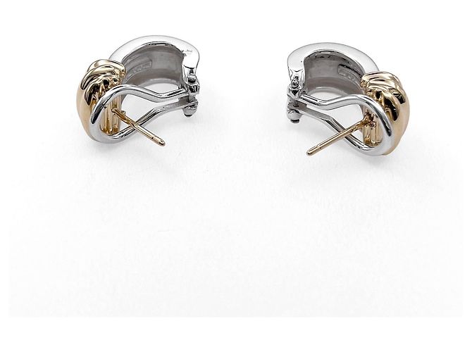Tiffany & Co Brincos Tiffany Atlas Grooved Double Line Prata Dourado - vista 3