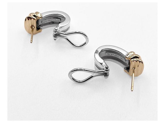 Tiffany & Co Brincos Tiffany Atlas Grooved Double Line Prata Dourado - vista 6