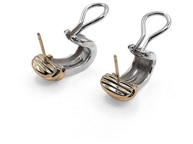 Tiffany & Co Brincos Tiffany Atlas Grooved Double Line Prata Dourado - vista 7
