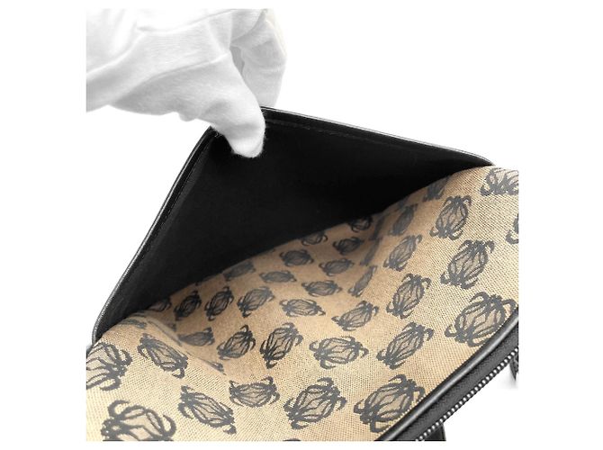 Bolsa de ombro em canvas Anagram Loewe Marrom Preto - vista 10