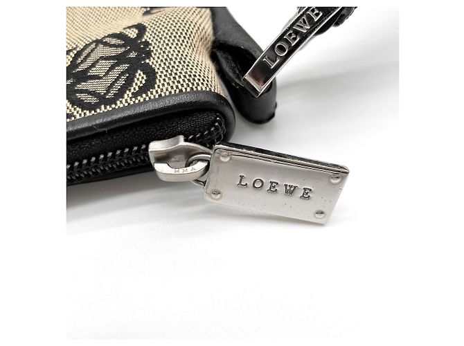 Bolsa de ombro em canvas Anagram Loewe Marrom Preto - vista 15