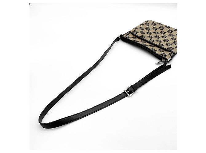 Bolsa de ombro em canvas Anagram Loewe Marrom Preto - vista 6