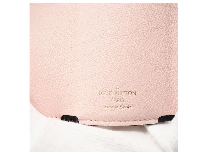 Cartera tríptico Portefeuille Lock Mini en piel de becerro granulado Louis Vuitton Negro Rosa Beige - vista 14