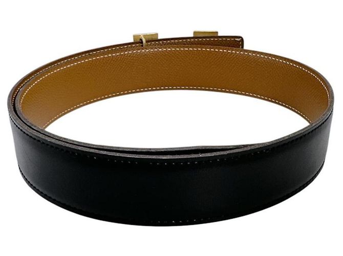 Hermès Cinturón reversible Hermes Constance H de piel Castaño Negro - vista 2