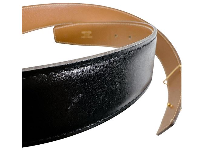 Hermès Cinturón reversible Hermes Constance H de piel Castaño Negro - vista 3