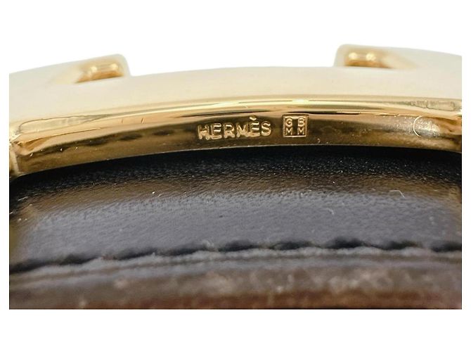 Hermès Cinturón reversible Hermes Constance H de piel Castaño Negro - vista 8