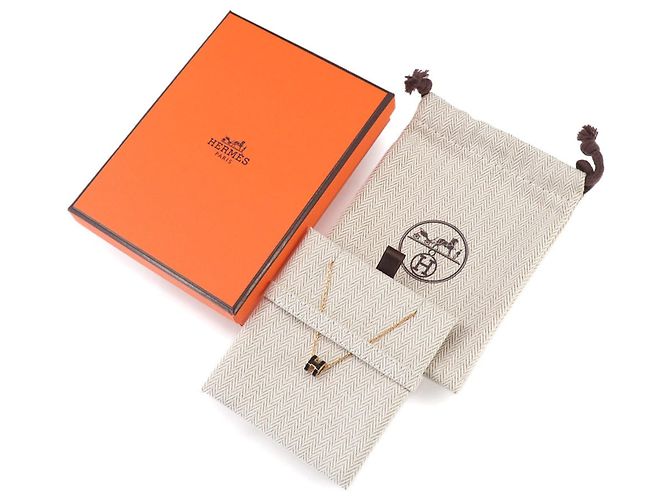 Hermès Collar Hermes Mini Pop H Negro Dorado - vista 2