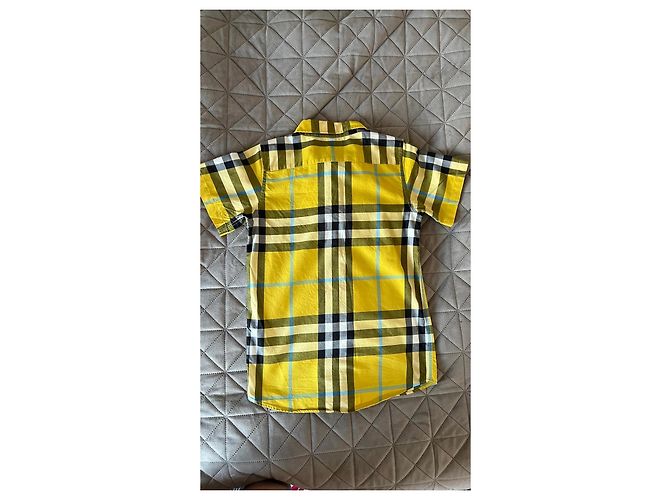 Camicia a maniche corte a quadri per bambini Burberry Nero Bianco Giallo Blu chiaro - vista 2